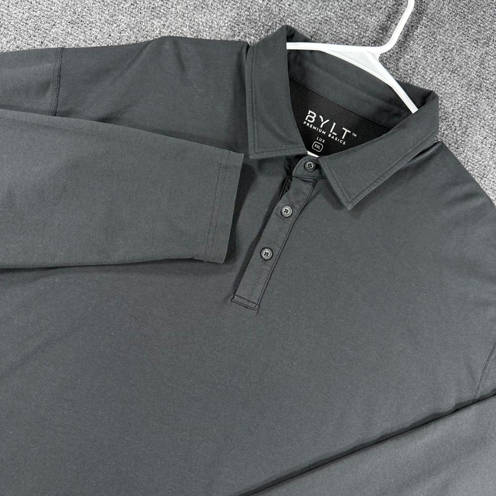 BYLT Polo Shirt Mens XXL 2XL Black Lux Long Sleeve Premium Basics Casual